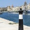 Mooring bollard on the harbor pier