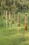 Mooring poles at St Bartholoma pier. Konigssee. Germany