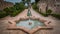 Moorish star shape fountain at Jativa medieval castles in Valencia Spain