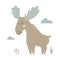 Moose baby cute print. Forest fiends. Elk.