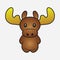 Moose cartoon. Elk. Forest horned animal. Sample for soft toys. Print for clothes, t-shirts. Vector.