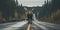 Moose cross the road. Conservation wild animals. Safe driving. Generative AI