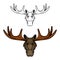 Moose or elk head with antlers. Wild animal icon