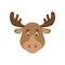 Moose face in cartoon style for children.