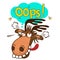 Moose Face Picture. Cartoon Smile Deer Vector. Image On White Background. Moose On The Loose.
