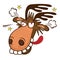 Moose On The Loose. Moose Face Picture. Cartoon Smile Deer Vector.