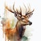 Moose Portrait Drawing Watercolor Paint Generative AI