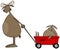 Moose pulling baby in wagon