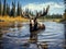 Moose in river