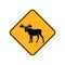 Moose road sign. Isolated elk on white background