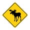 Moose silhouette animal traffic sign yellow vector