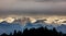 Moose Tooth peak in Alaska mountain range