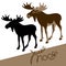 moose vector illustration flat style profile side black