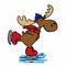 Moose walking on ice skates