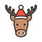 Moose wearing santa hat outline icon editable stroke