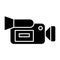 Moovie camera solid icon. Portable video camera vector illustration isolated on white. Film camera glyph style design