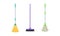 Mop and Broom with Long Pole for Cleaning and Sweeping Floors Vector Set