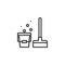 Mop and bucket outline icon