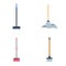 Mop cleaning swab icons set, flat style