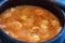 Moqueca de Camarao - Brazilian shrimp in coconut milk and palm oil. Accompanies manioc flour and rice. Bahia food