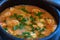 Moqueca de Camarao - Brazilian shrimp in coconut milk and palm oil. Accompanies manioc flour and rice. Bahia food