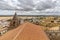 Mora medieval castle view, with Alentejo region tourist destination landscape and the city in background, Portugal