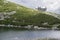 Moraine dammed lake named Skalnate pleso, astronomical and meteoroligical observatory in Tatra Mountains, Slovakia