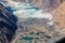 Moraine Glacier Lake Aerial View Mountain Canyon and Summits