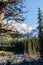 Moraine lake in autumn sunny day. Snow-capped mountains. Banff National Park, Alberta, Canada.