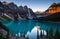 Moraine lake in Banff national park, canadian rockies, canada. sunny summer day