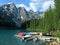 Moraine Lake with canoes