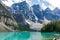 Moraine Lake, kayaking on turquoise Moraine Lake with Rocky Mountains, Canada