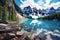 Moraine Lake with reflection in Banff National Park, Alberta, Canada, Lake Moraine, Banff national park, AI Generated