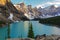 Moraine Lake Scenic Panorama Landscape Blue Water Mountain Peaks Alberta Banff National Park Canada Rockies