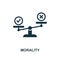 Morality icon. Monochrome style design from business ethics icon collection. UI and UX. Pixel perfect morality icon. For