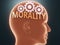 Morality inside human mind - pictured as word Morality inside a head with cogwheels to symbolize that Morality is what people may