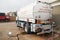 Moramanga, Madagascar - April 25, 2019: White petrol truck with