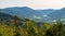 Moravka village with water reservoir and hills around in Czech republic