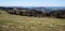 Moravskoslezske Beskydy mountain range from Vrchrieka hill in spring Javorniky mountains in Slovakia