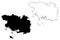Morbihan Department France, French Republic, Brittany or Bretagne region map vector illustration, scribble sketch Morbihan map