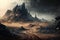 mordor landscape, with mist rolling over the barren lands