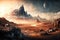 mordor landscape, with mist rolling over the barren lands