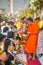 More monks with give alms bowl which came out of the offerings in the morning at Buddhist temple, Culture Heritage Site