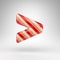 More than symbol on white background. Candy cane 3D sign with red and white lines