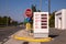 Moreas Motorway-A7, GREECE - May 22, 2022: Prices sign at Shell petrol station in Moreas Motorway to ATHENS direction, Peloponnese