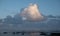 Morgan Bay beach at sundown, Wild Coast, Eastern Cape, South Africa. The clouds are reflected in the water on the beach.