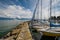 MORGES, SWITZERLAND - MAY 21, 2018: Passenger ferry boat arrives in the port of Morges, Switzerland.