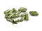 Moringa capsule pills on white background