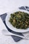 Moringa or drumstick leaves dish, served tempered vegetarian dish