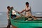 Morjim, North GOA, India , 29 March 2016 fishermen pull the boat ashore